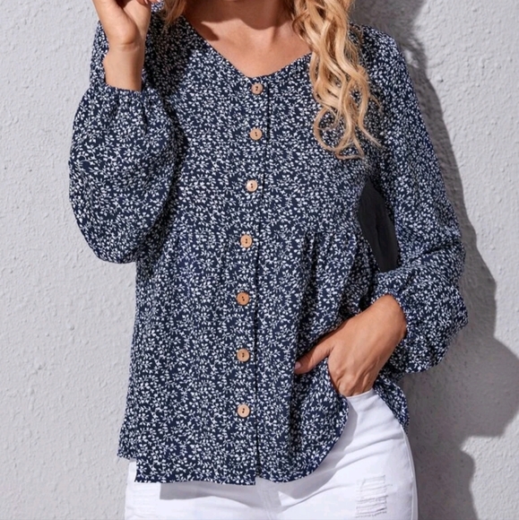 SHEIN Tops - Navy Blouse